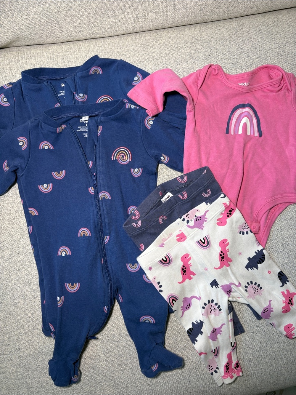 Baby Girls Rainbow Footies with matching set